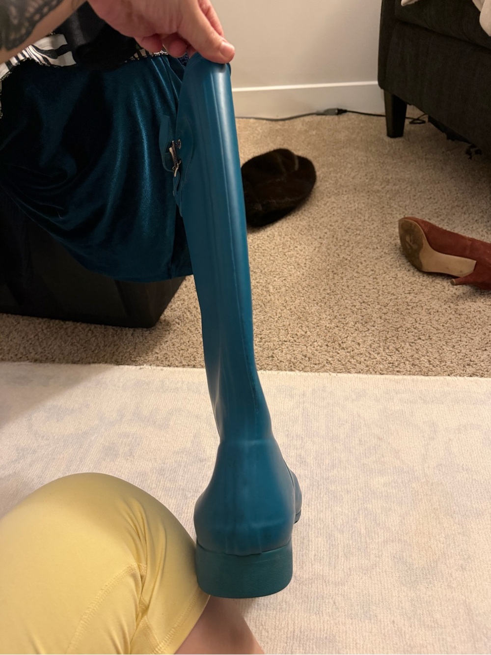 Hunter Teal Tall Women's Rain Boots - Picture 4 of 12
